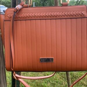 Tignanello Brown Crossbody Bag with Woven Detail